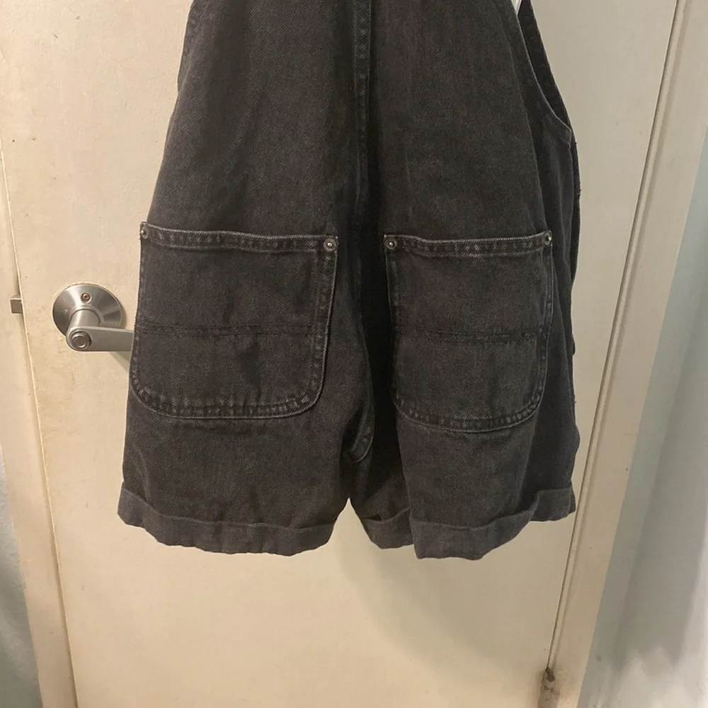 Old Navy Black Slouchy Non Stretch Denim Overalls Size S - Picture 10 of 11